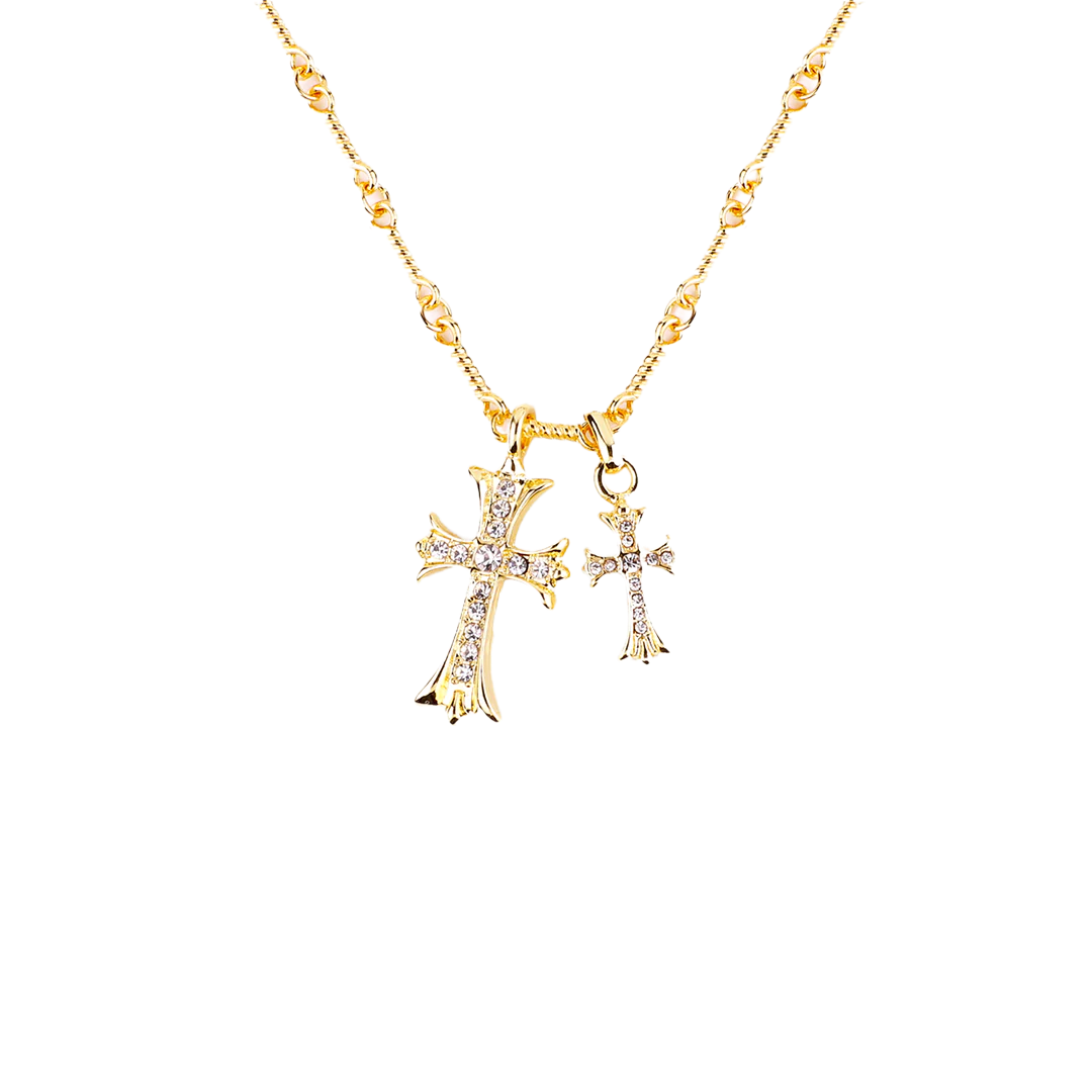 Double Cross Pendant Necklace Mint Lily