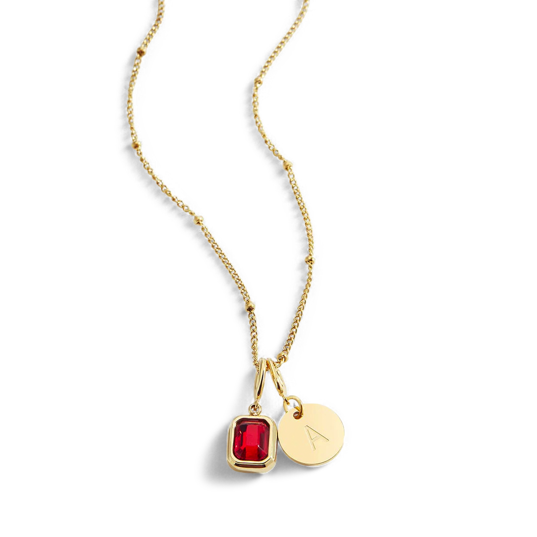 18k Gold Plated / January Garnet