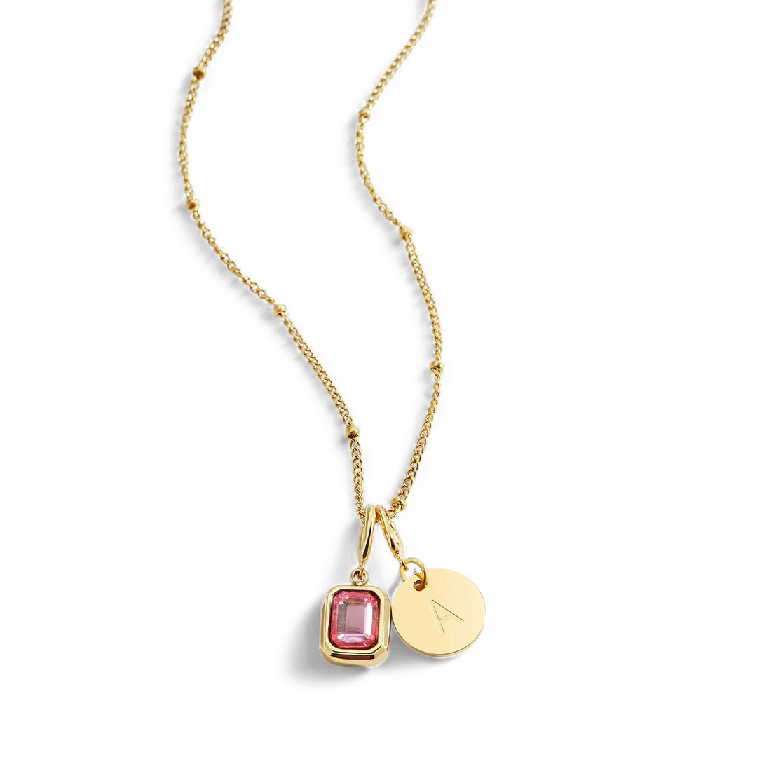 18k Gold Plated / October Pink Tourmaline