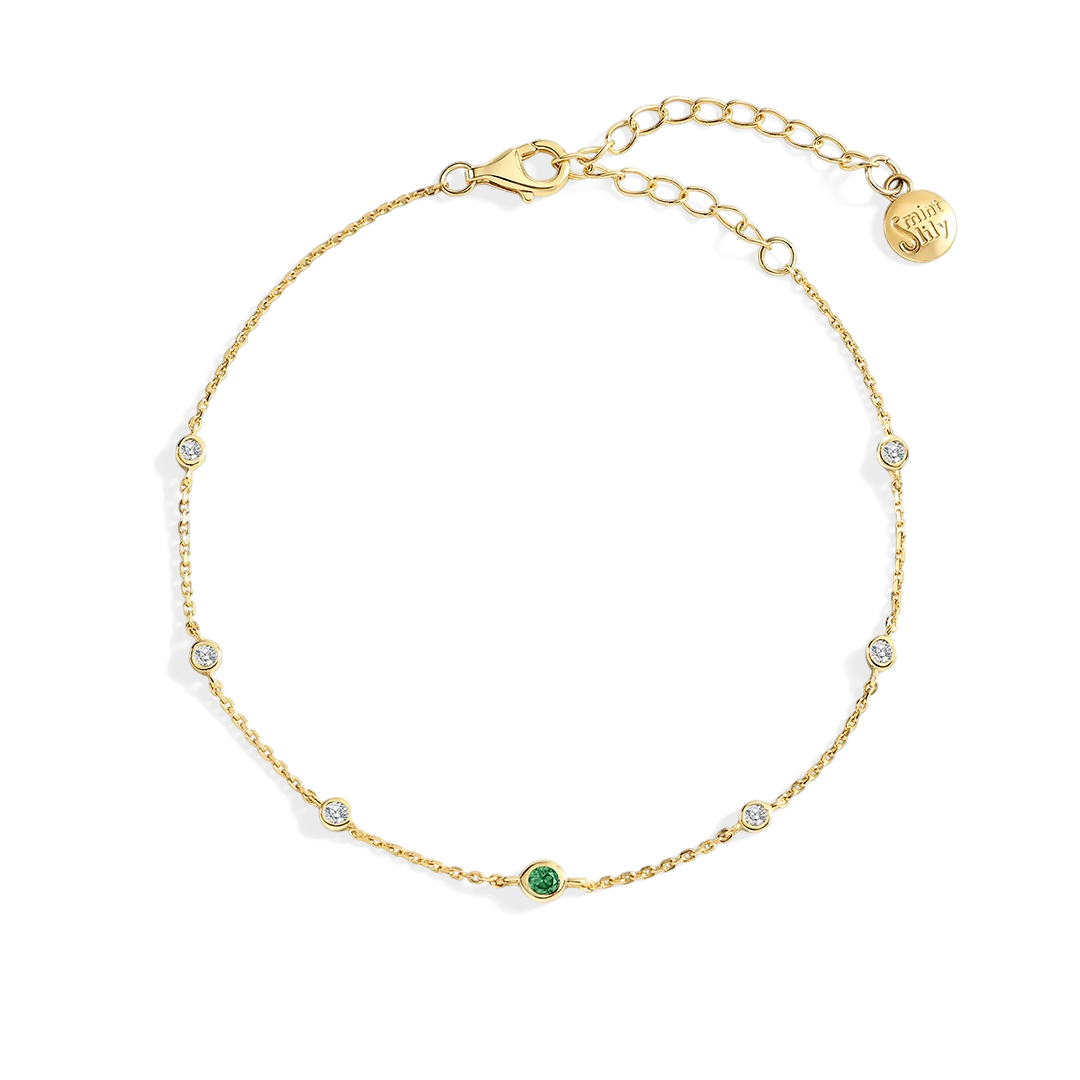 May Birthstone Station Bracelet
