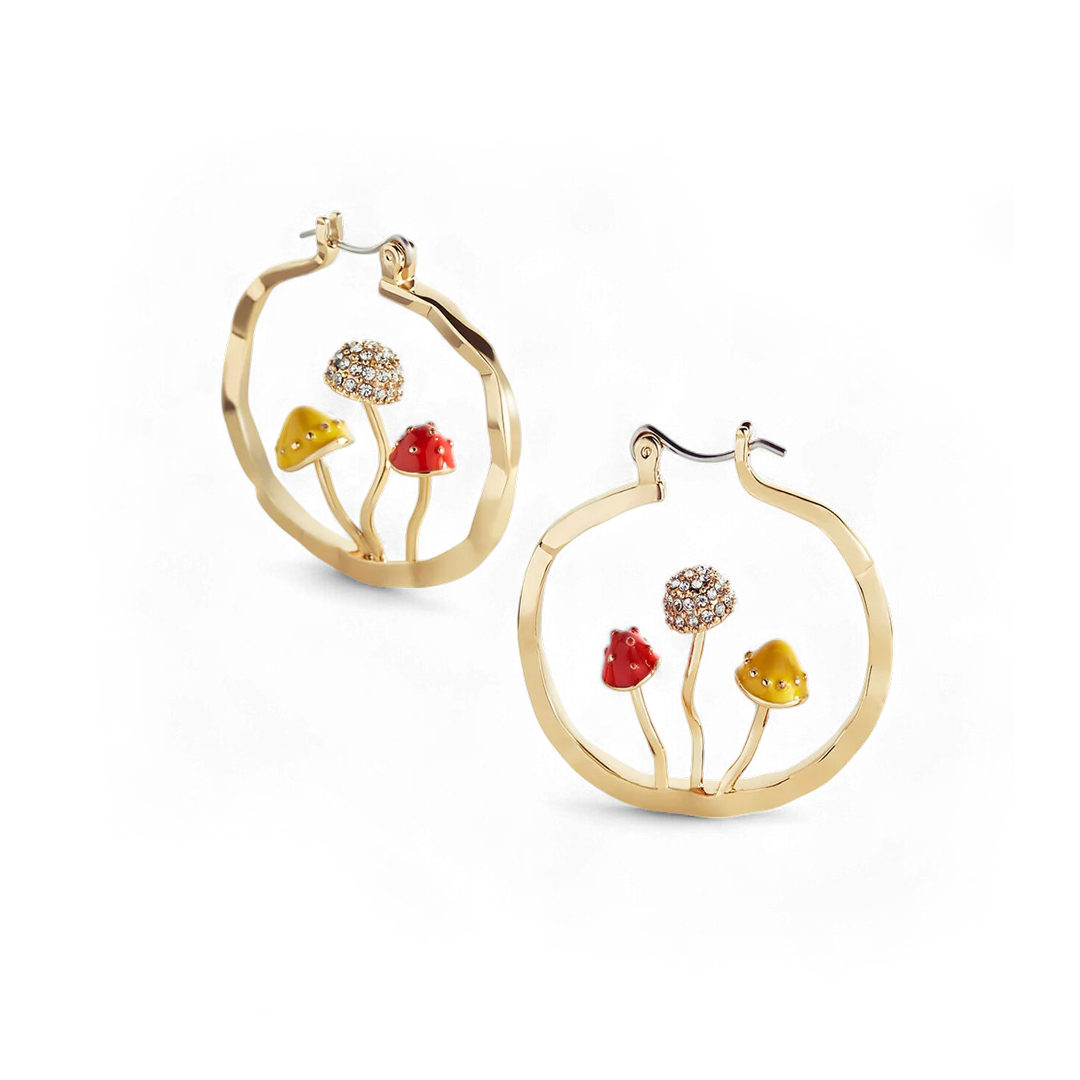 Boho Mushroom Hoop Earrings
