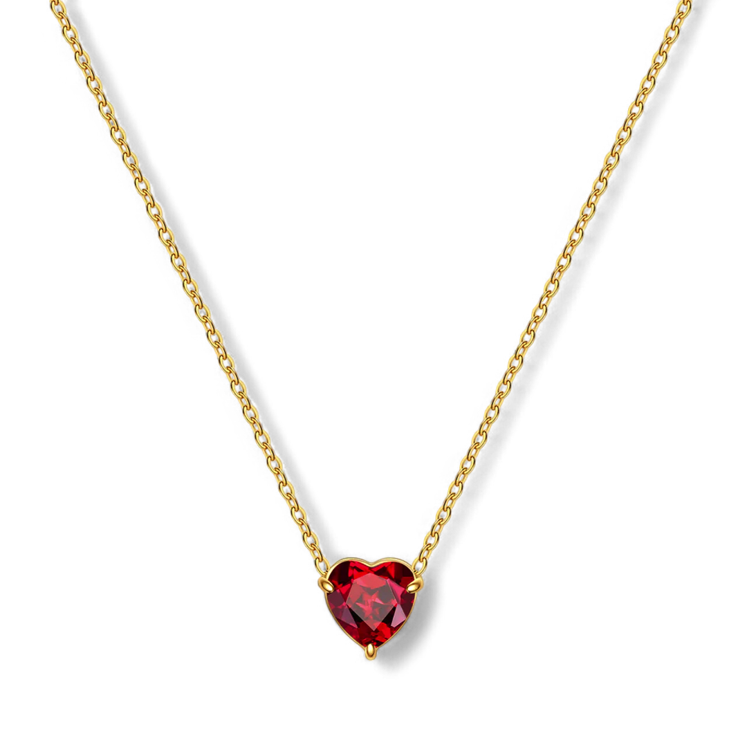 Dainty Birthstone Heart Necklace
