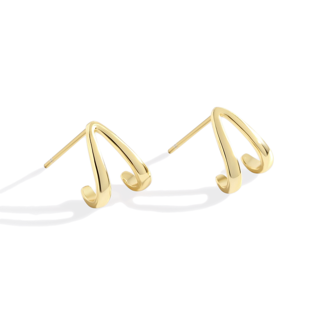 Gold Wishbone Huggie Earrings