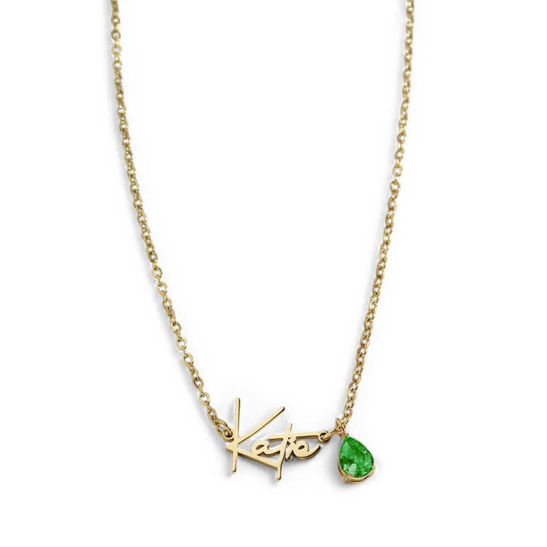 18k Gold Plated / May Emerald / 18