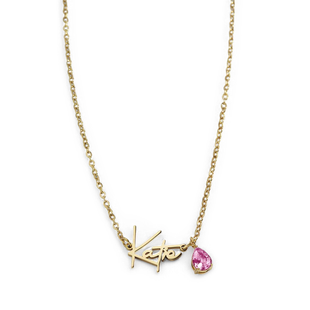 18k Gold Plated / October Pink Tourmaline / 18