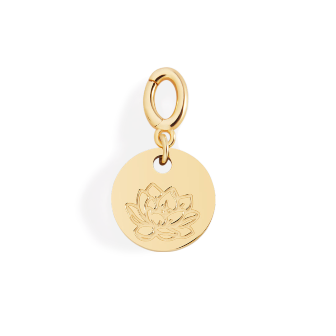 Engraved Birth Flower Disc Charm
