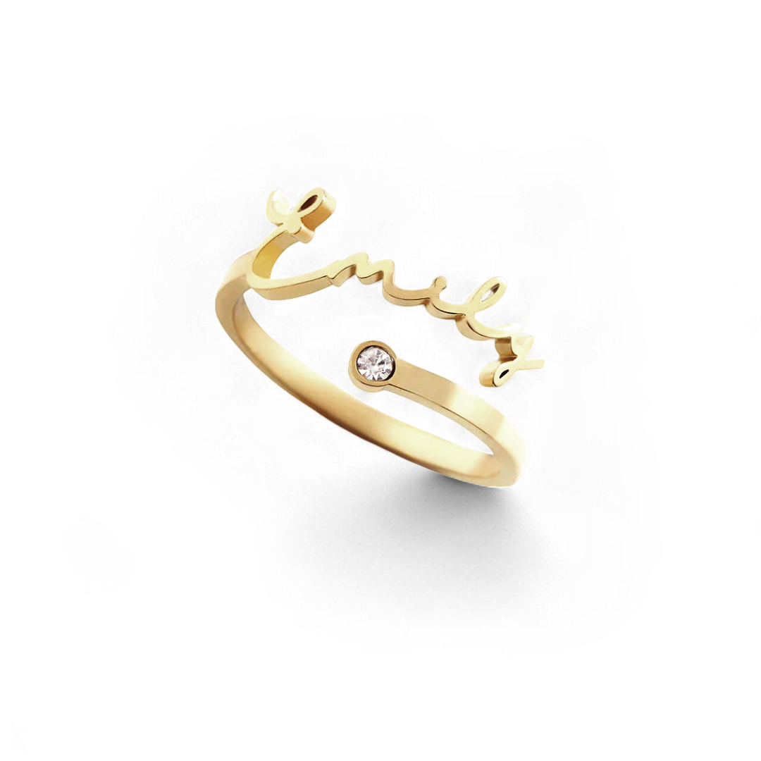 Custom Name Birthstone Ring