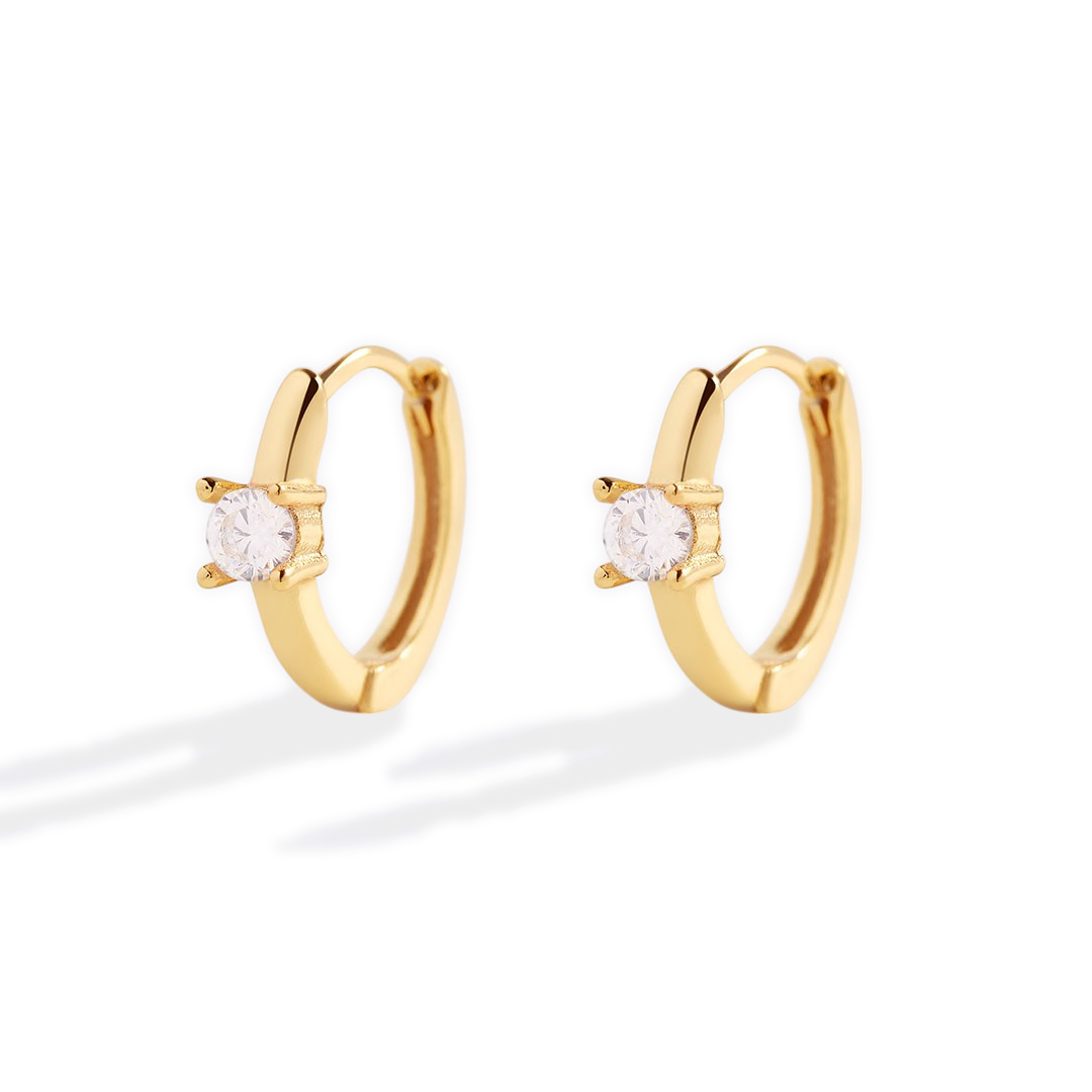 Dainty Single Stone Huggie Hoops