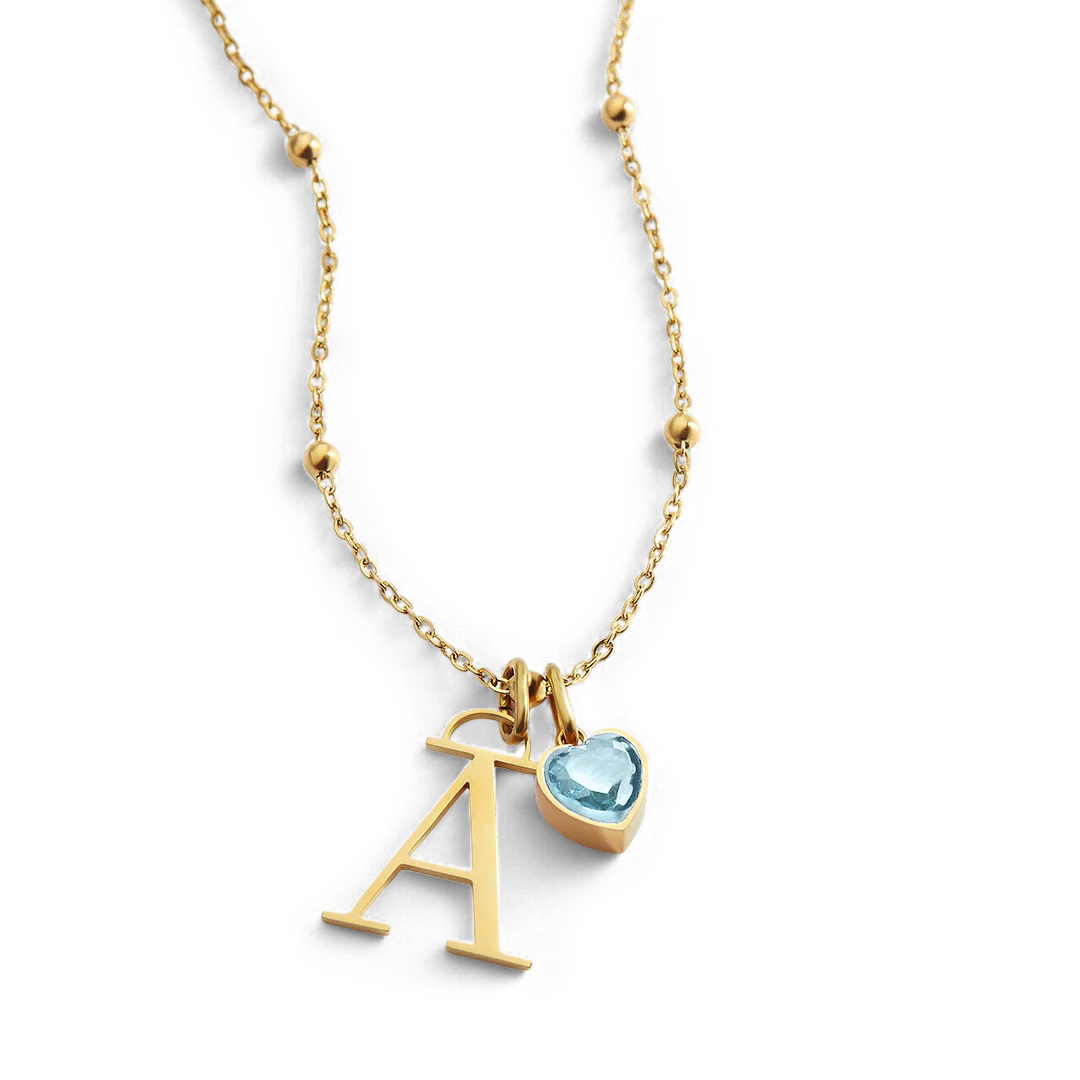 18k Gold Plated / March Aquamarine