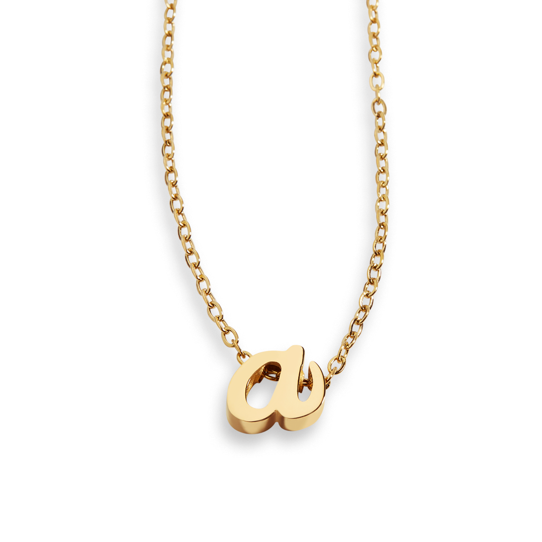 Tiny Script Initial Necklace