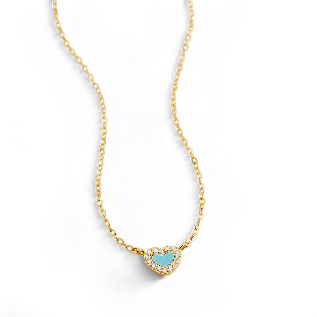 Tiny Turquoise Heart Choker