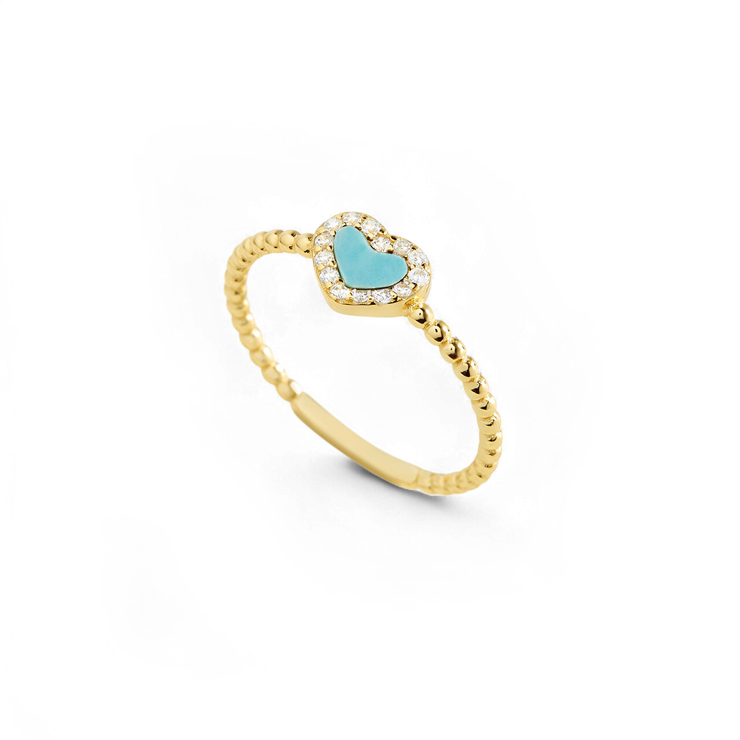 Tiny Gemstone Heart Stacking Ring