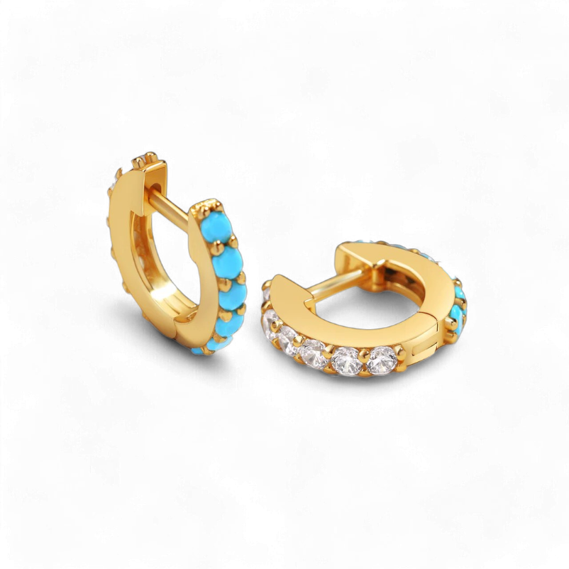 Turquoise Reversible Huggie Hoop Earrings
