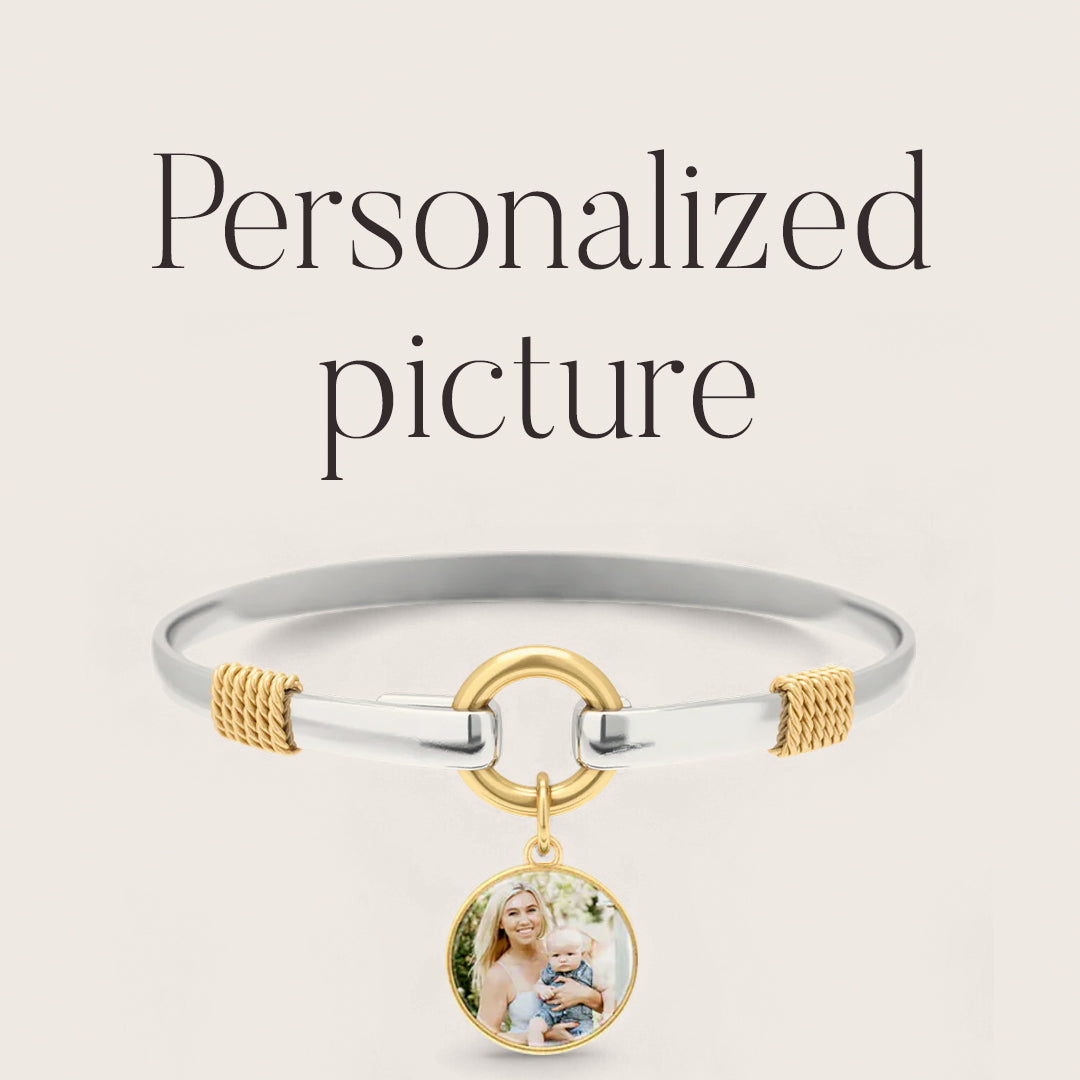 Personalized Photo Two-Tone Charm Bracelet