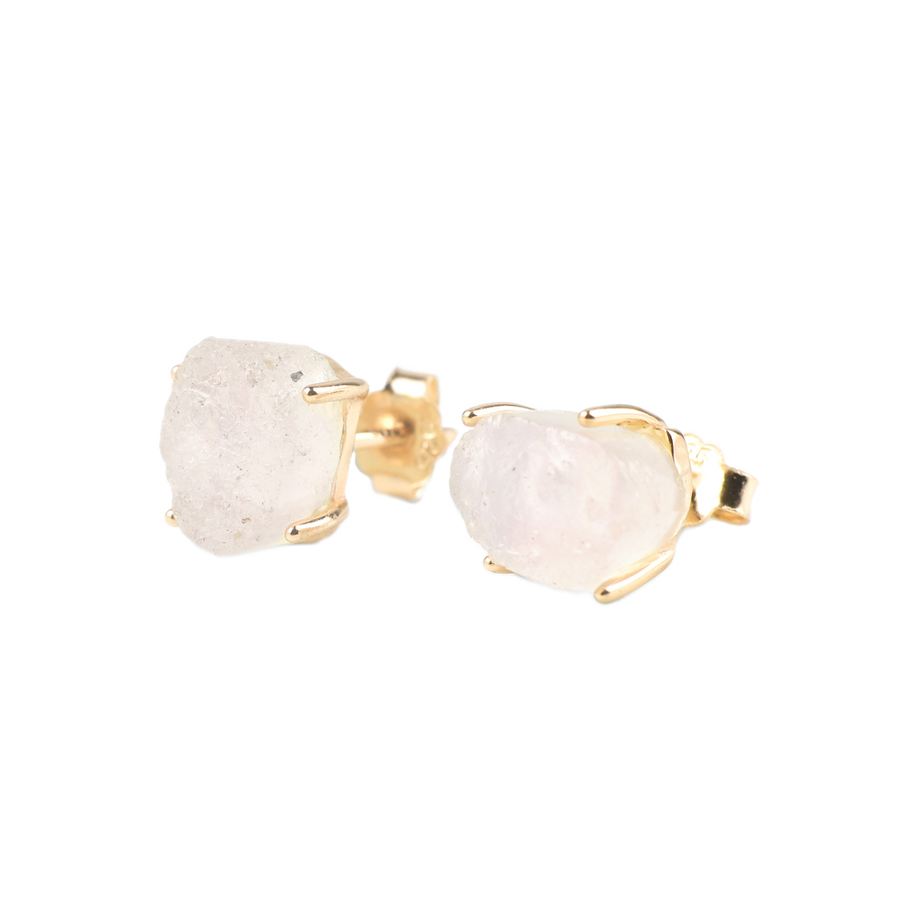 Moonstone Stud Earrings - 18k Gold Over Sterling Silver