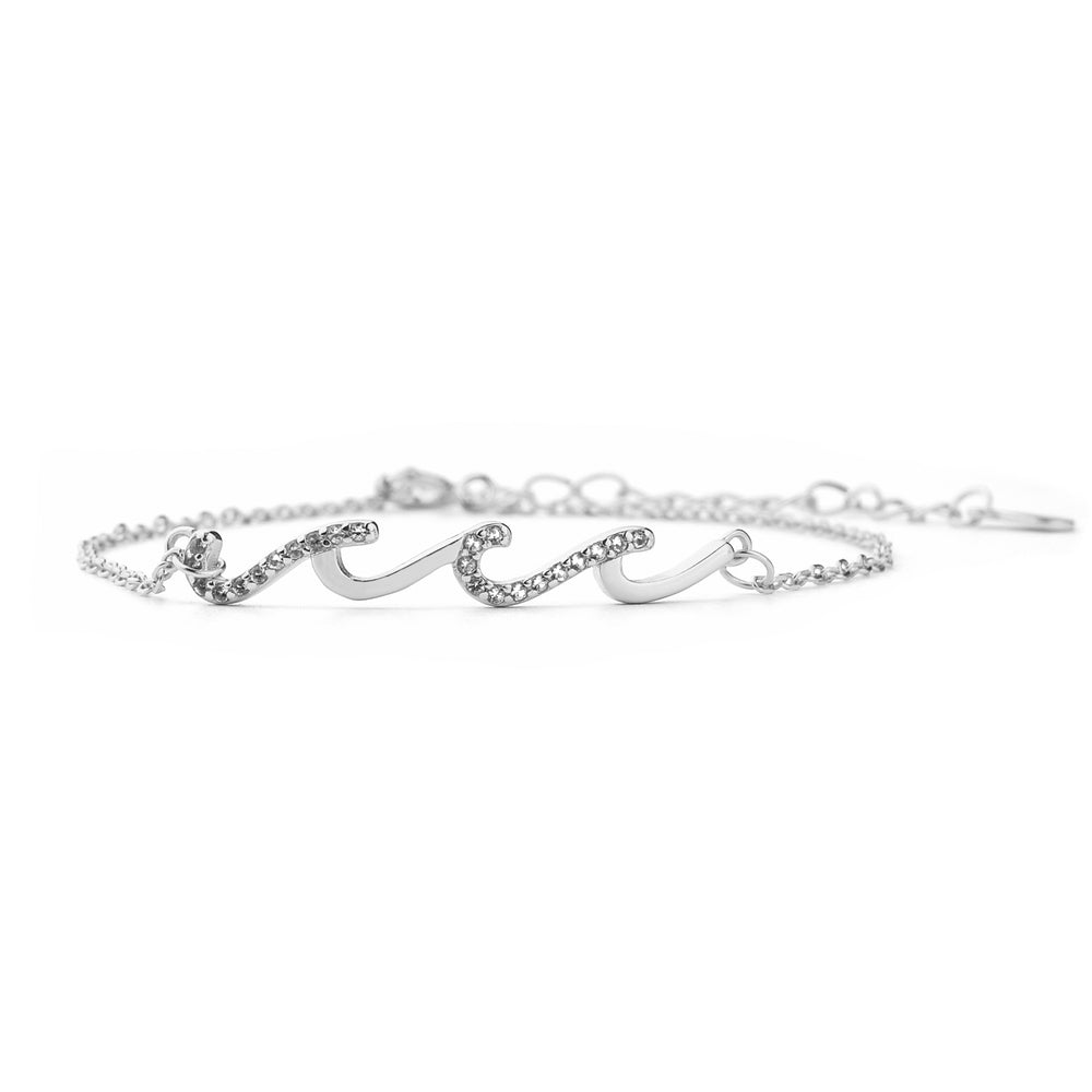 To My Bestie Dainty Triple Wave Friendship Bracelet - Silver