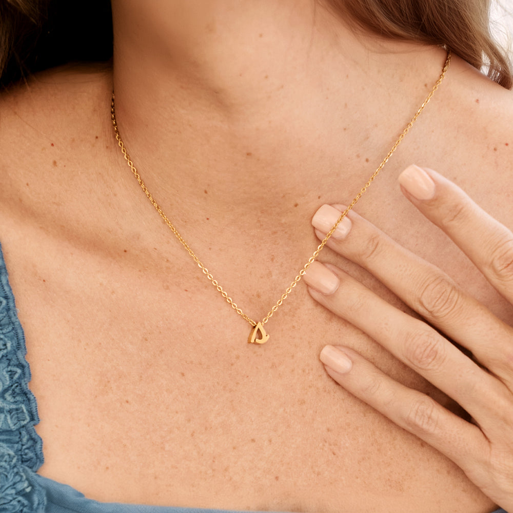 Tiny Script Initial Necklace – Mint Lily