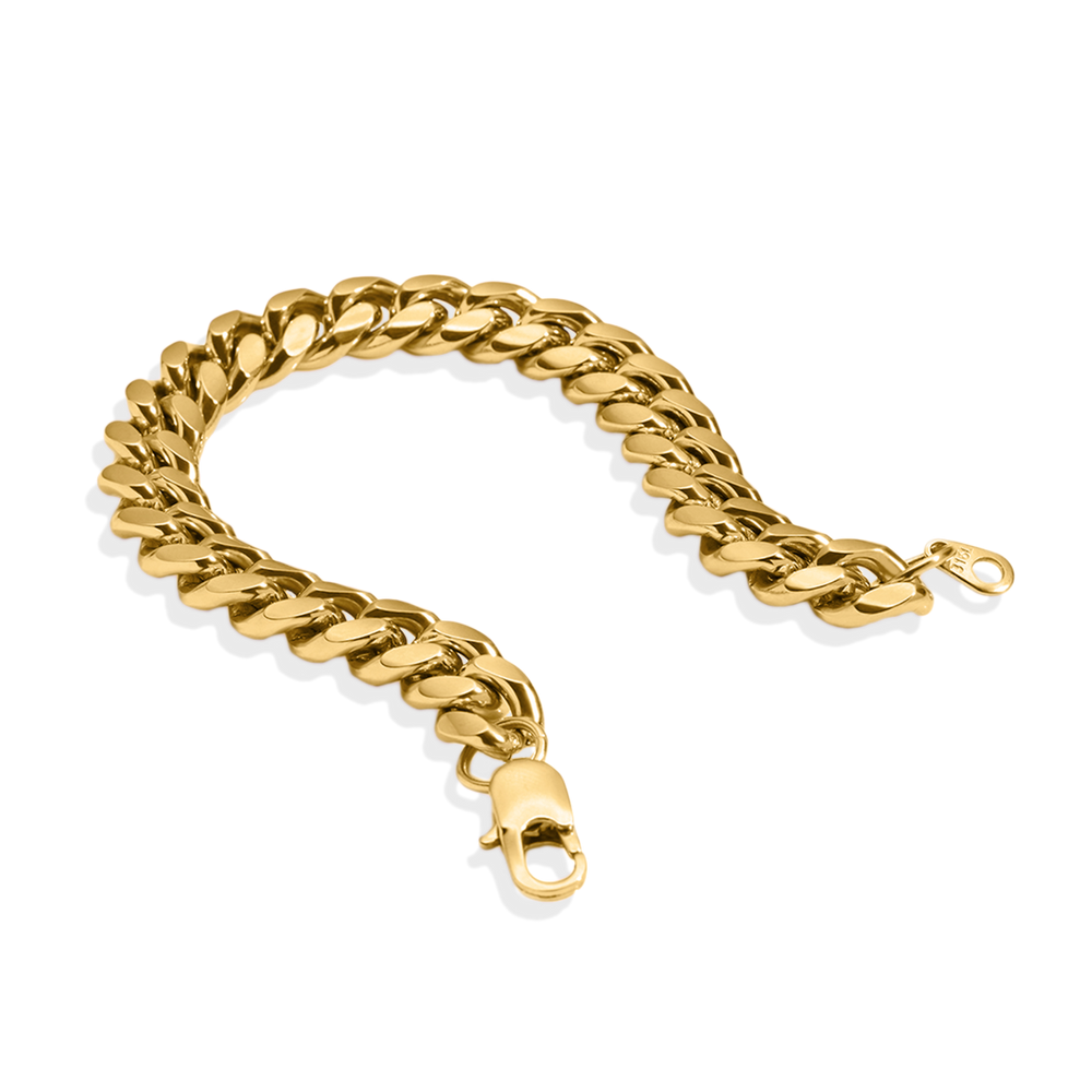 10mm Cuban Link Chain Bracelet - 18k Gold Plated / 7"