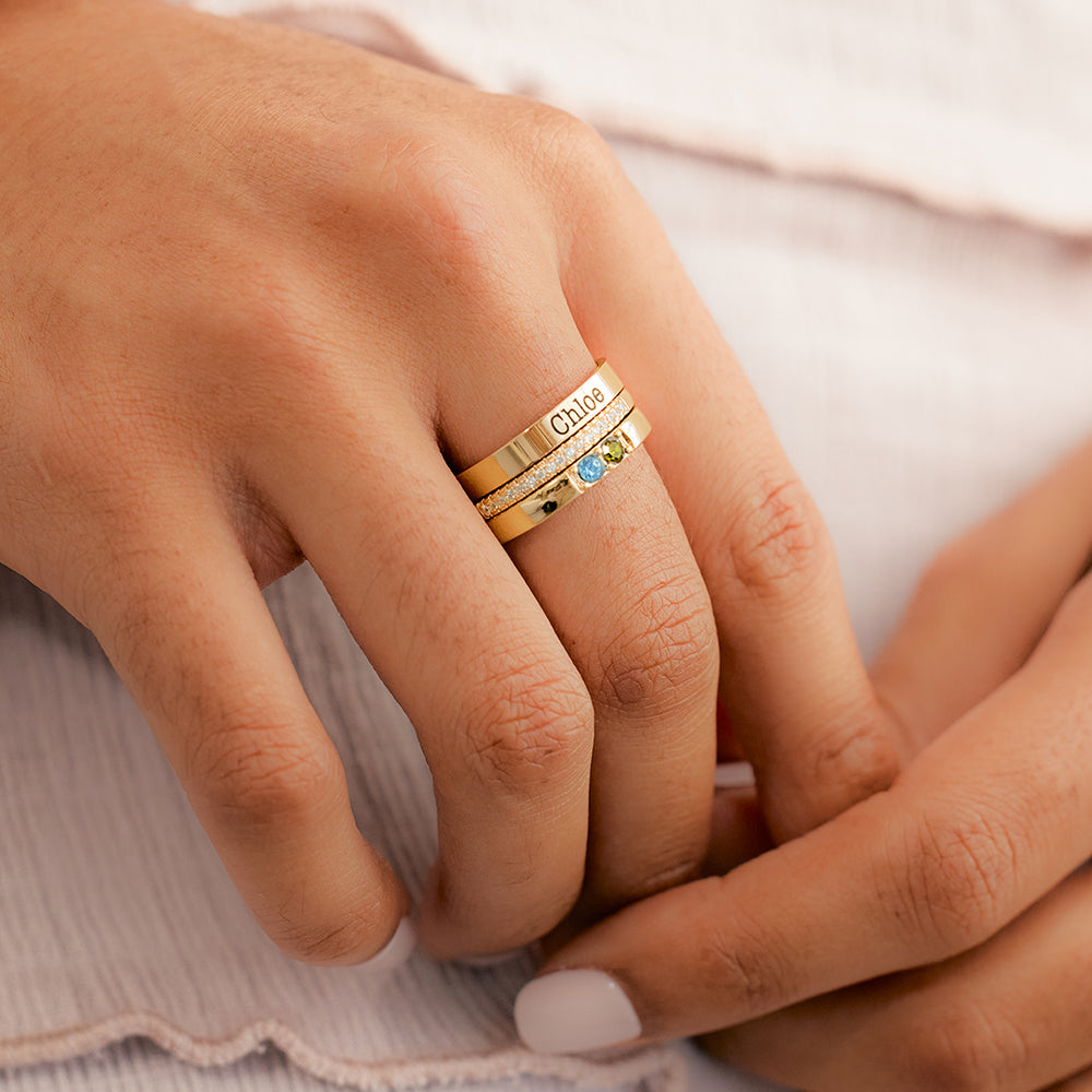 Gemstone Ring Personalized Rings With Names And Birthstones