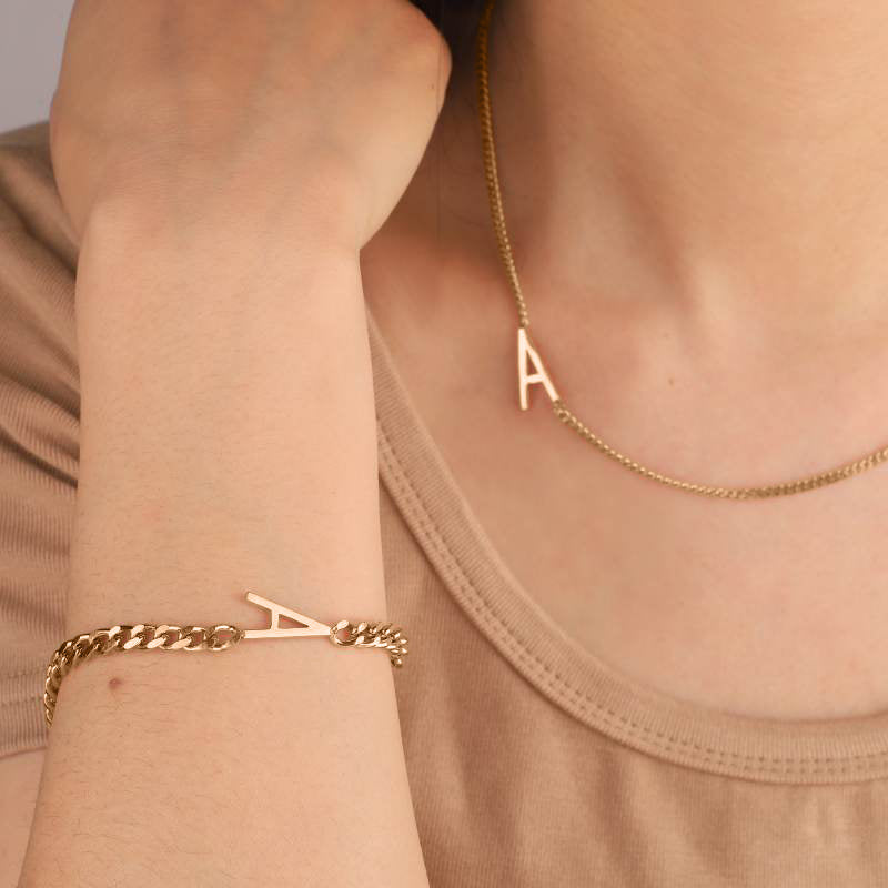 The Skinny Initial Bracelet - 18k Rose Gold Plated / D