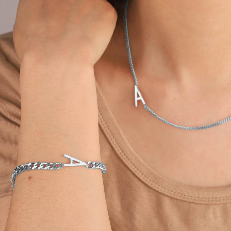 The Skinny Initial Bracelet - Silver / U