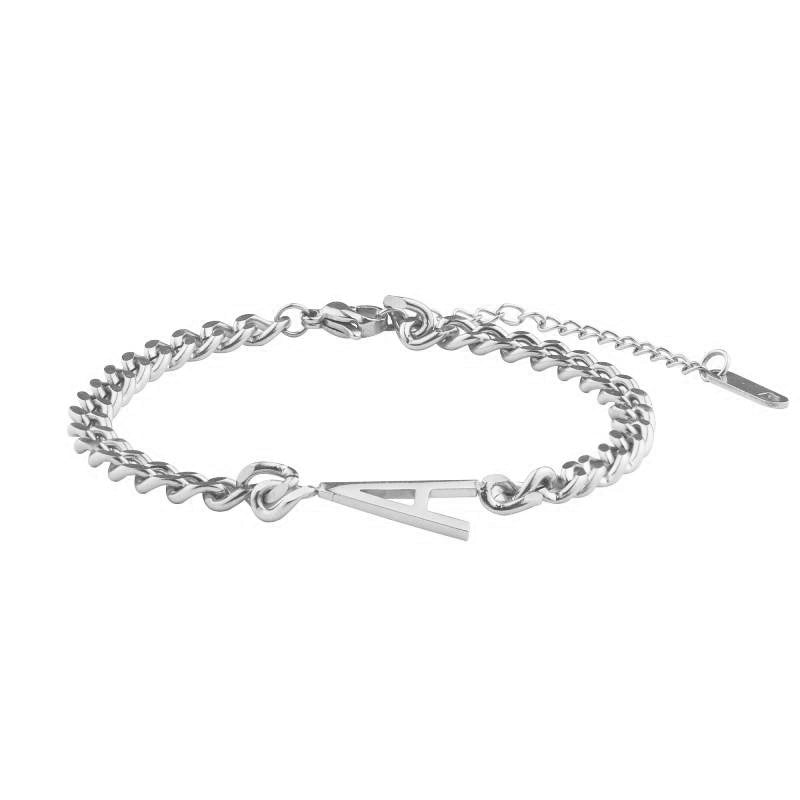 The Skinny Initial Bracelet - Silver / U