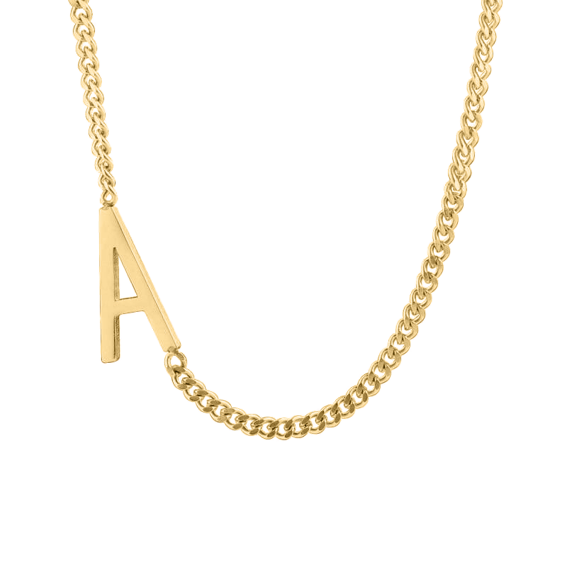The Skinny Initial Necklace - Gold / A