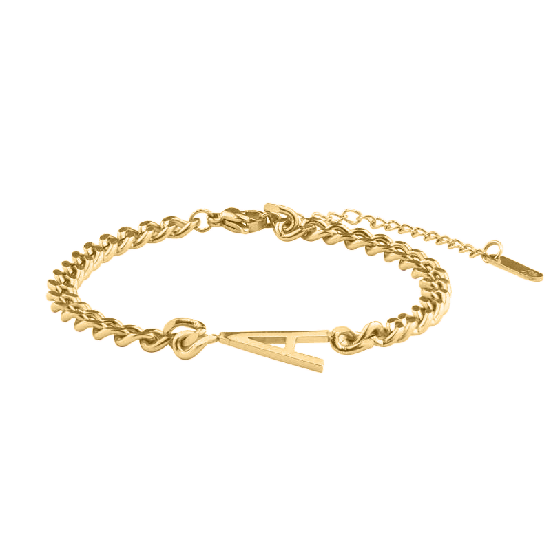 The Skinny Initial Bracelet - 18k Gold Plated / A