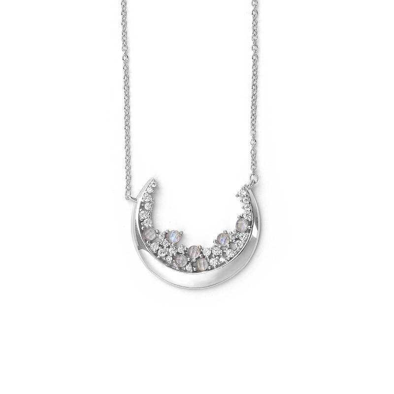 Crescent Moonstone Pendant Necklace - Default Title