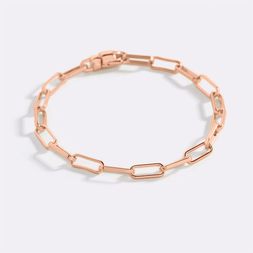 Open Link Paperclip Chain Bracelet - 18k Rose Gold Plated / 7.5"