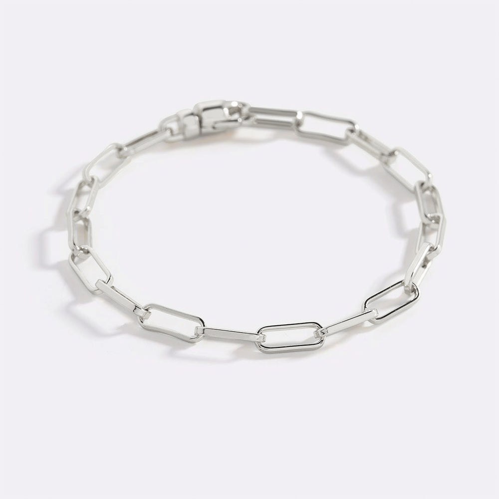 Open Link Paperclip Chain Bracelet - Silver / 6.5"