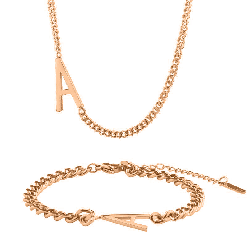 The Skinny Initial Bracelet - 18k Rose Gold Plated / D
