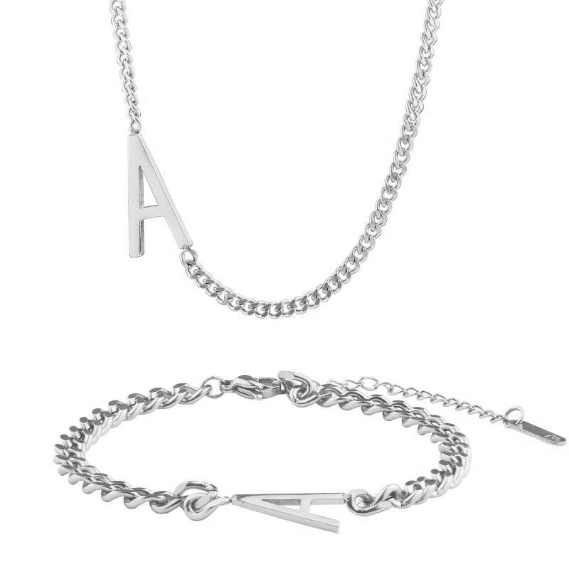 The Skinny Initial Bracelet - Silver / U