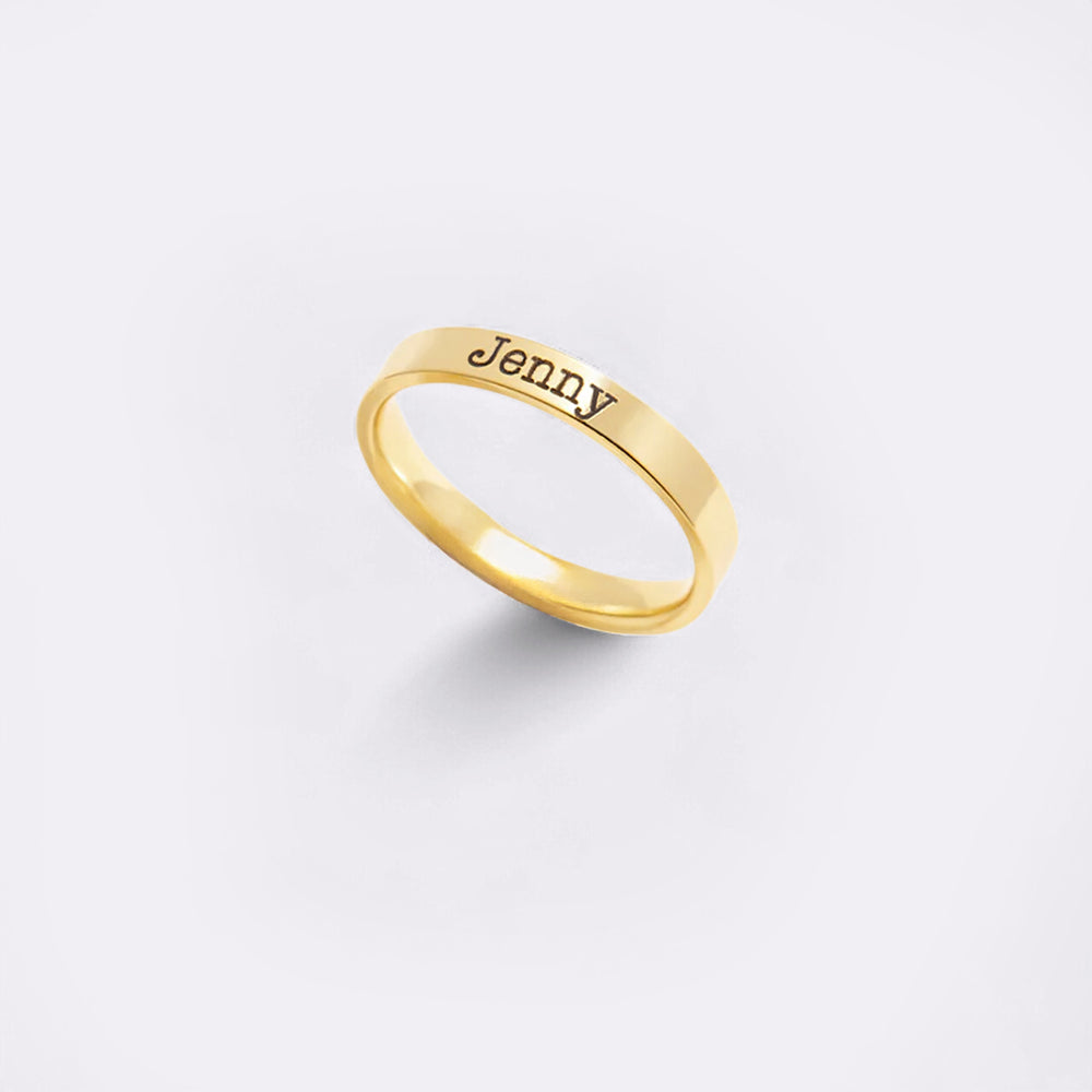 Engraved Stackable Name Ring 3mm Band – Mint Lily