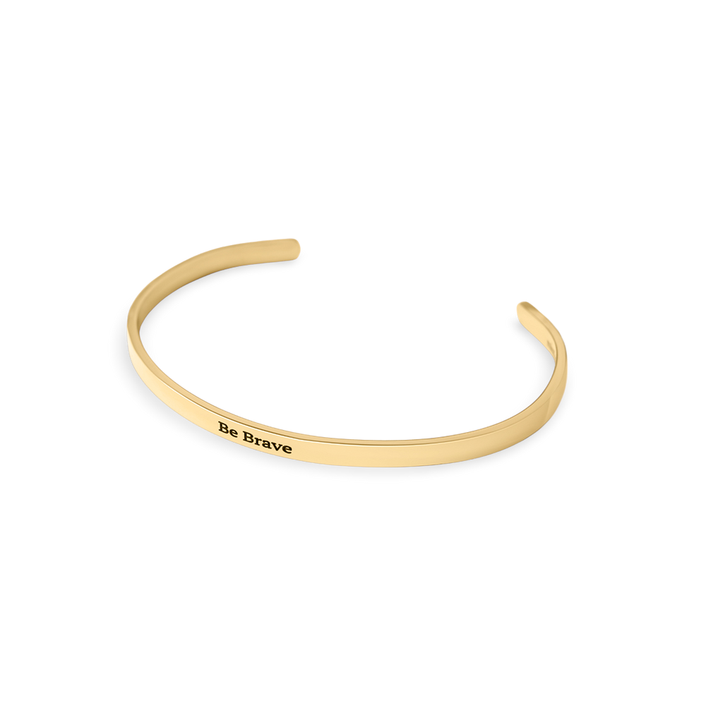 Personalisiertes dünnes Manschettenarmband - 18 Karat vergoldet / Serif