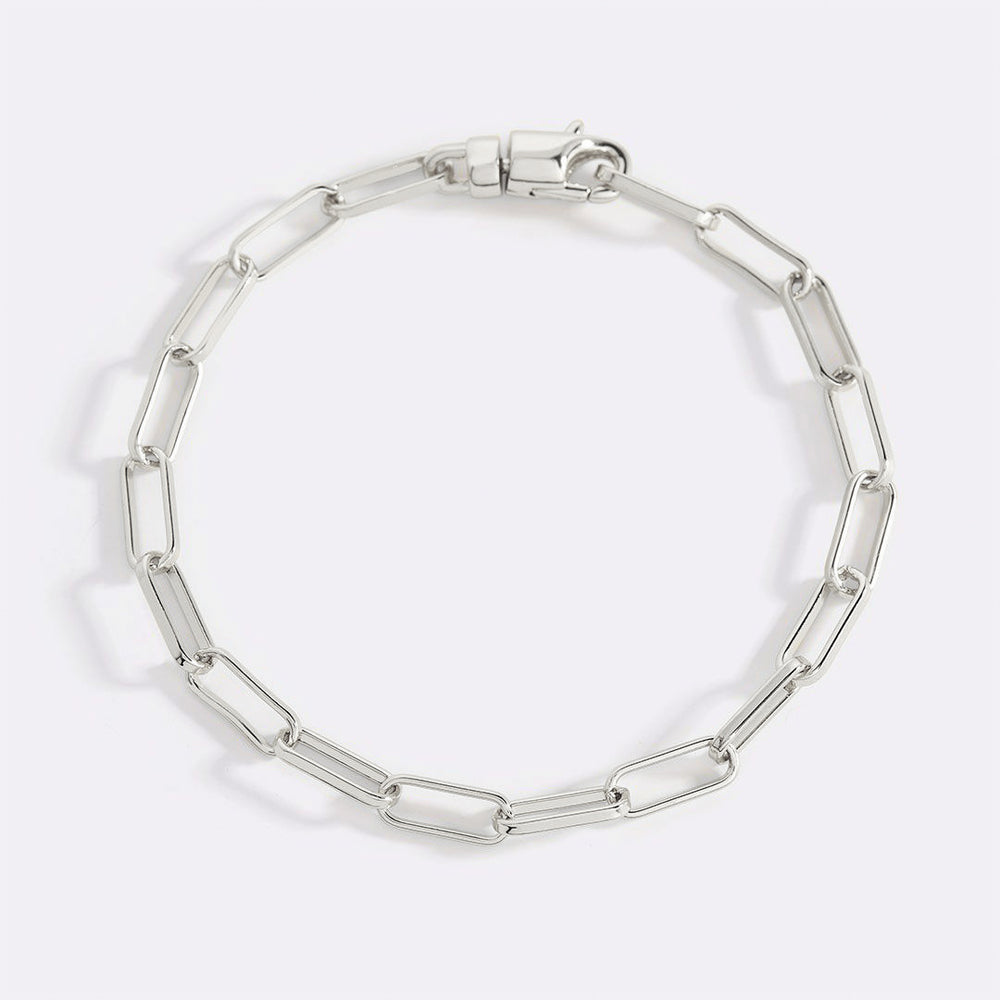 Open Link Paperclip Chain Bracelet - Silver / 6.5"