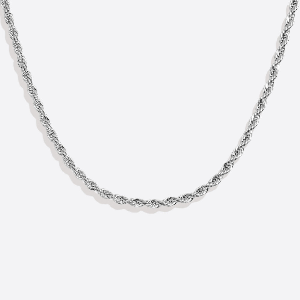 2mm Rope Chain Necklace - Silver / 24"