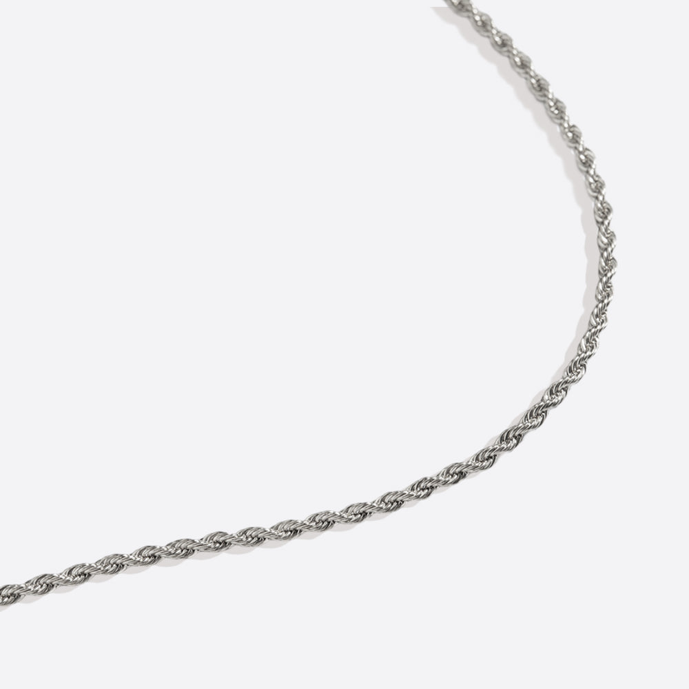 2mm Rope Chain Necklace - Silver / 24"