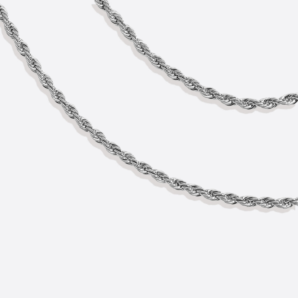 2mm Rope Chain Necklace - Silver / 24"