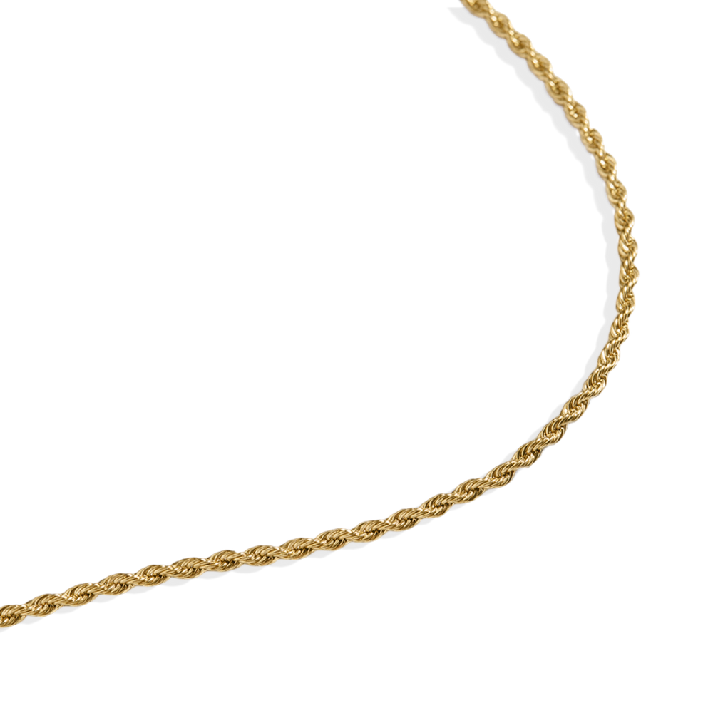 2mm Rope Chain Necklace - Gold / 22"