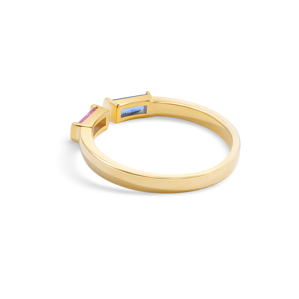 Adjustable Double Birthstone Ring - Gold / Medium (Size 7-8)