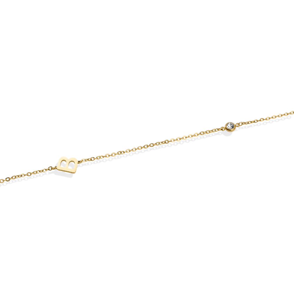 Initial Necklace with Diamond Accent - 18k Gold Plated / A
