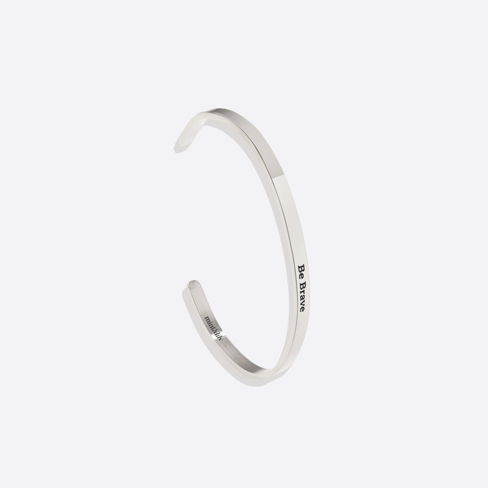 Personalized Thin Cuff Bracelet - Silver / Serif