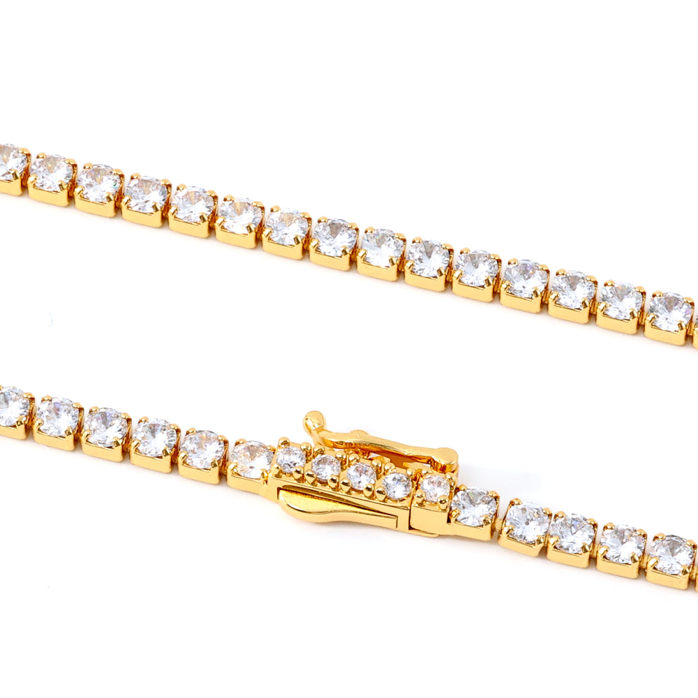 3mm Tennis Necklace - 18k Gold Plated / 18"