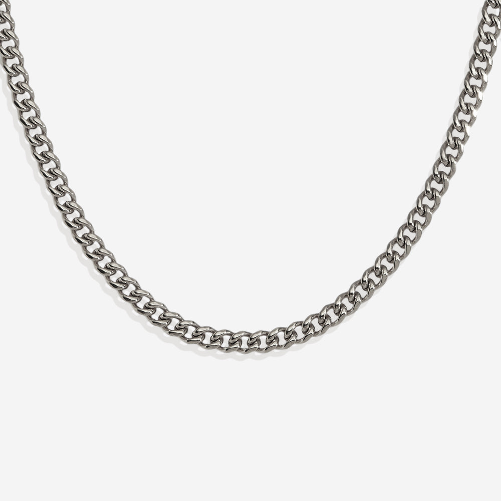 3mm Cuban Chain Necklace - Silver / 22"