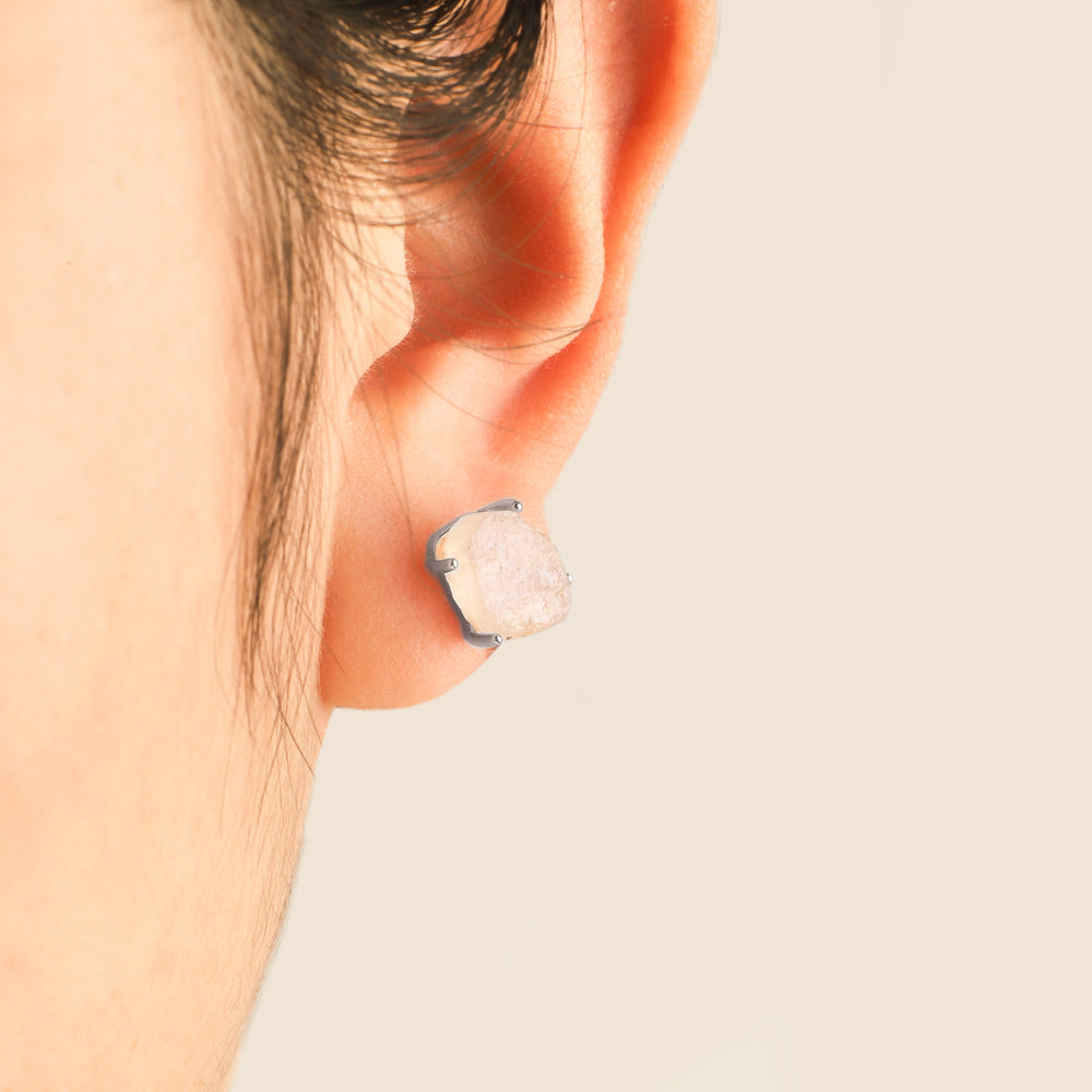 Moonstone Stud Earrings - 925 Sterling Silver