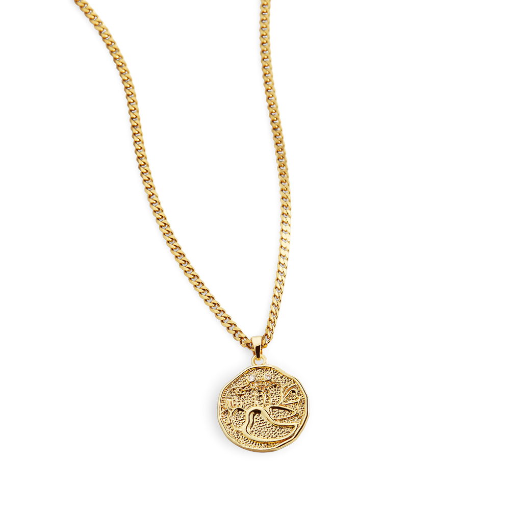 Astrological Sign Coin Pendant Necklace - Cancer