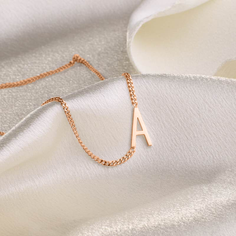 The Skinny Initial Necklace - 18k Rose Gold Plated / K