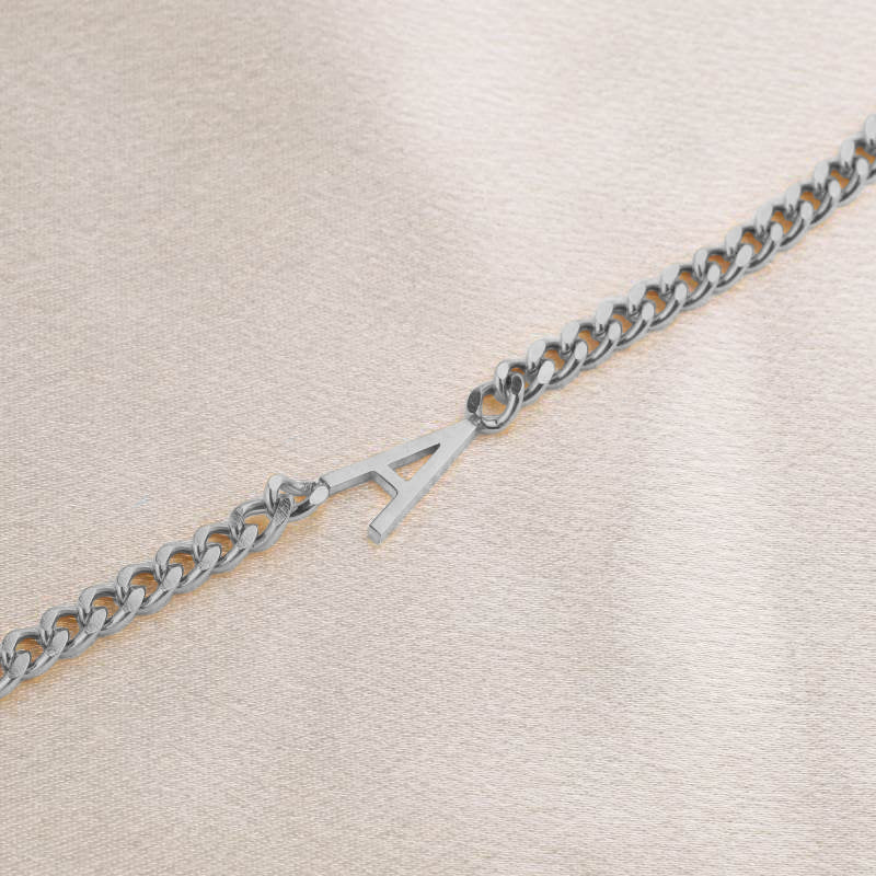 The Skinny Initial Bracelet - Silver / U