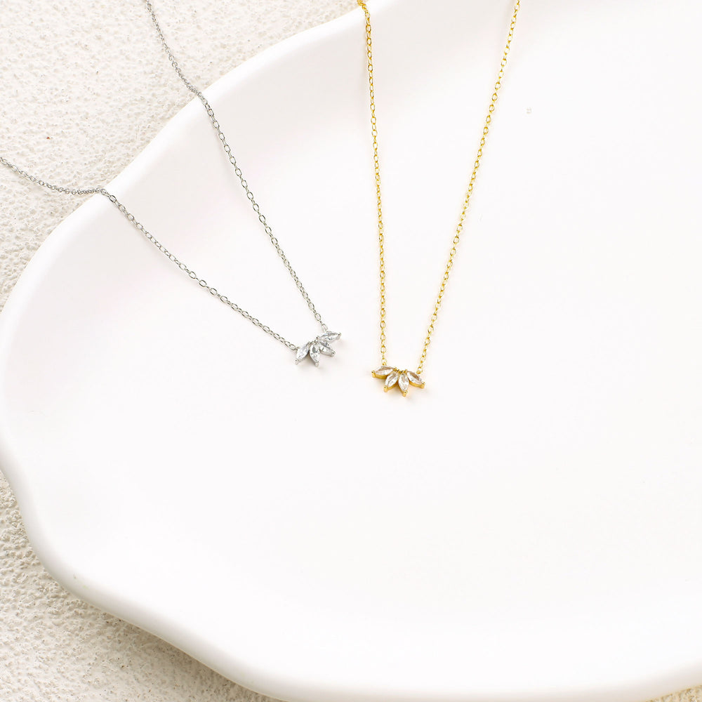 Marquise Diamond Necklace - 18k Gold Over Sterling Silver